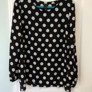 Black and white polka dot top